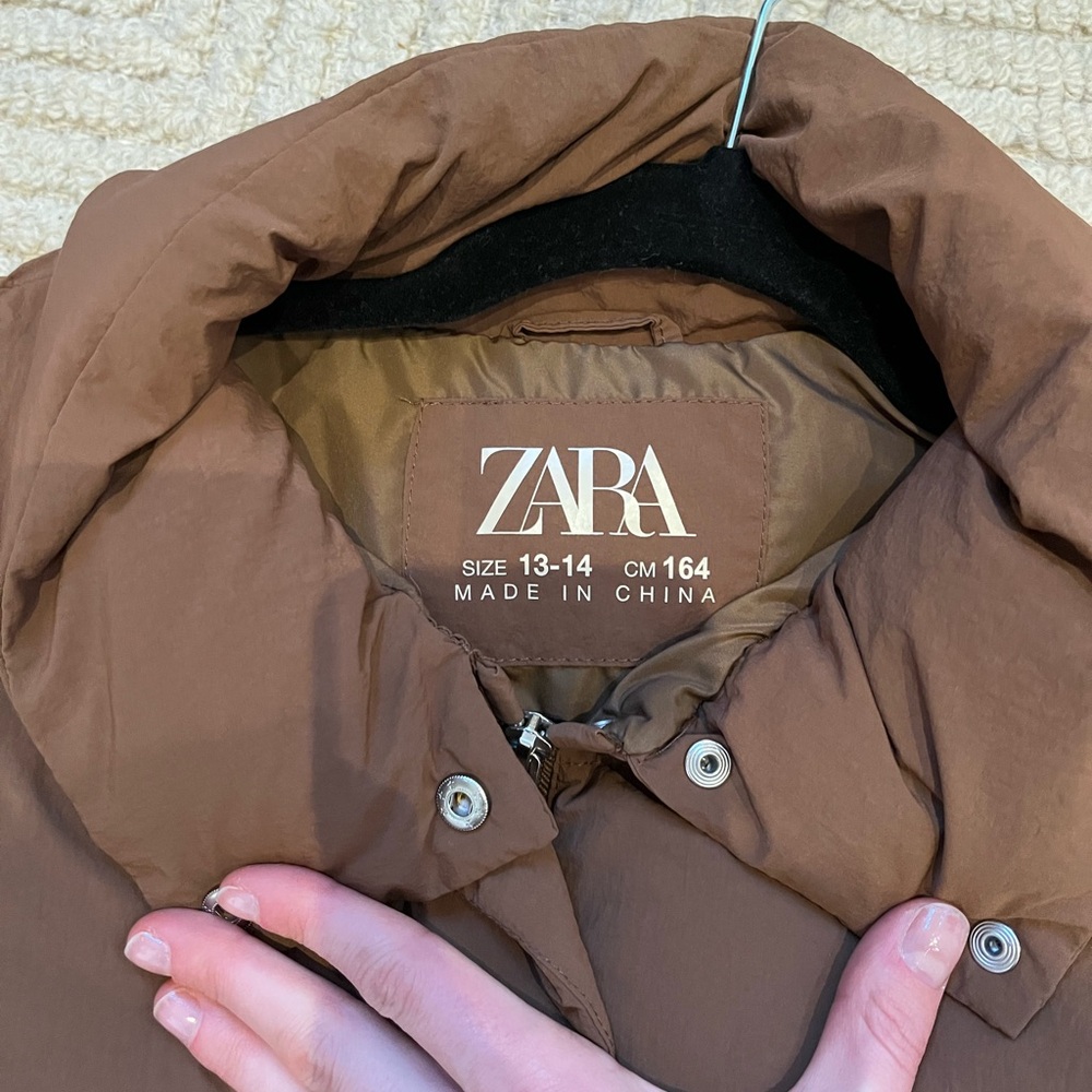 Zara Padded Down Brown Puffer Vest - Picture 3 of 6